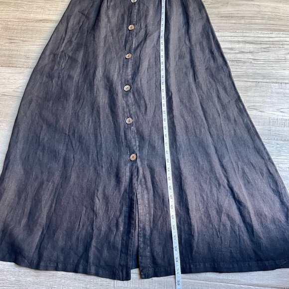 SOLD! Russ Berens 100% Linen Maxi Dress Shell Buttons Down Front Square Neck - Picture 12 of 13